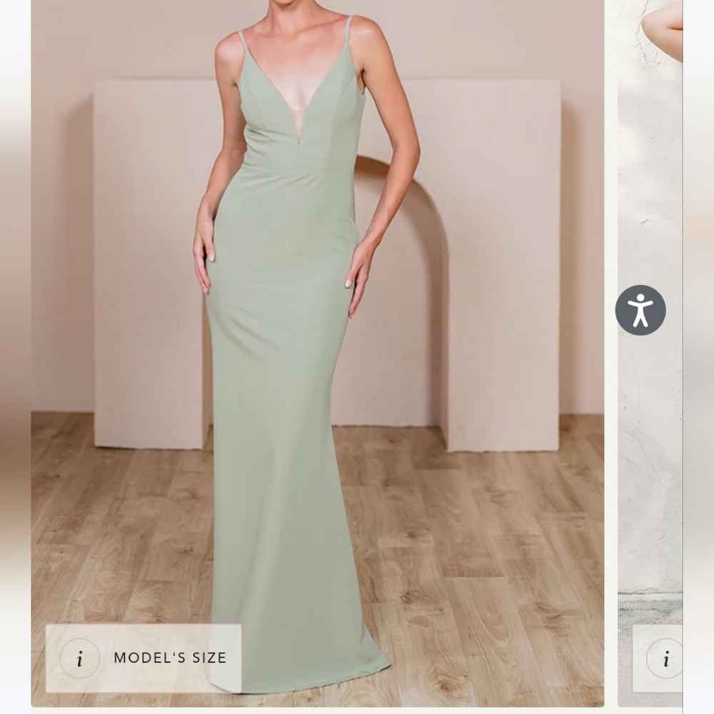 Revelry Camilla Silver Sage Bridesmaid Dress